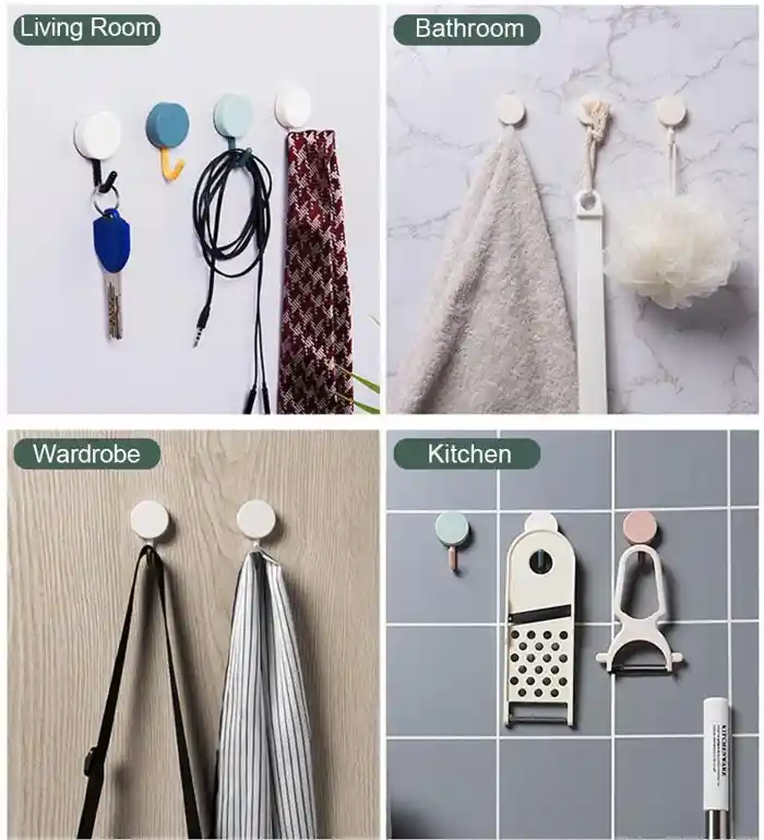 10PCS Self Adhesive Wall Hook Strong Without Drilling Coat Bag Bathroom Door Kitchen Towel Hanger Hooks Home Storage Accessories